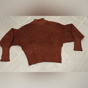 Express shimmer rust colored balloon sleeve sweater